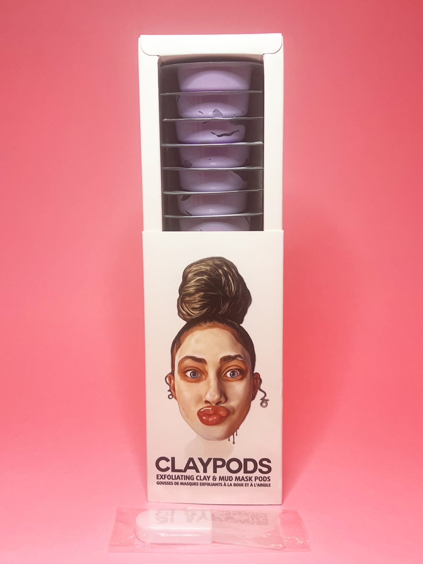 one box of eggplant clay pods with clay mask brush