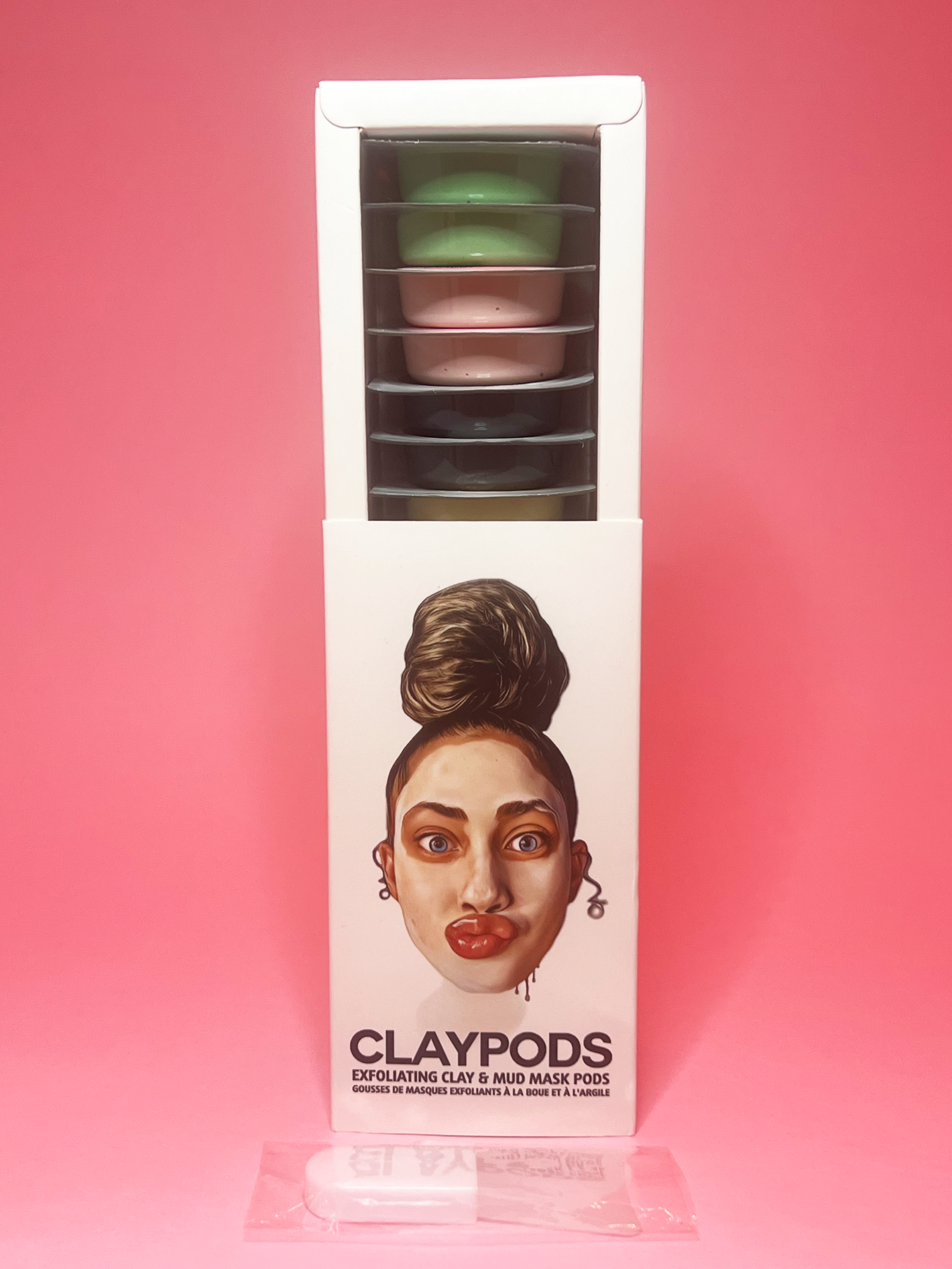 once box of mixed clay pods with clay mask brush