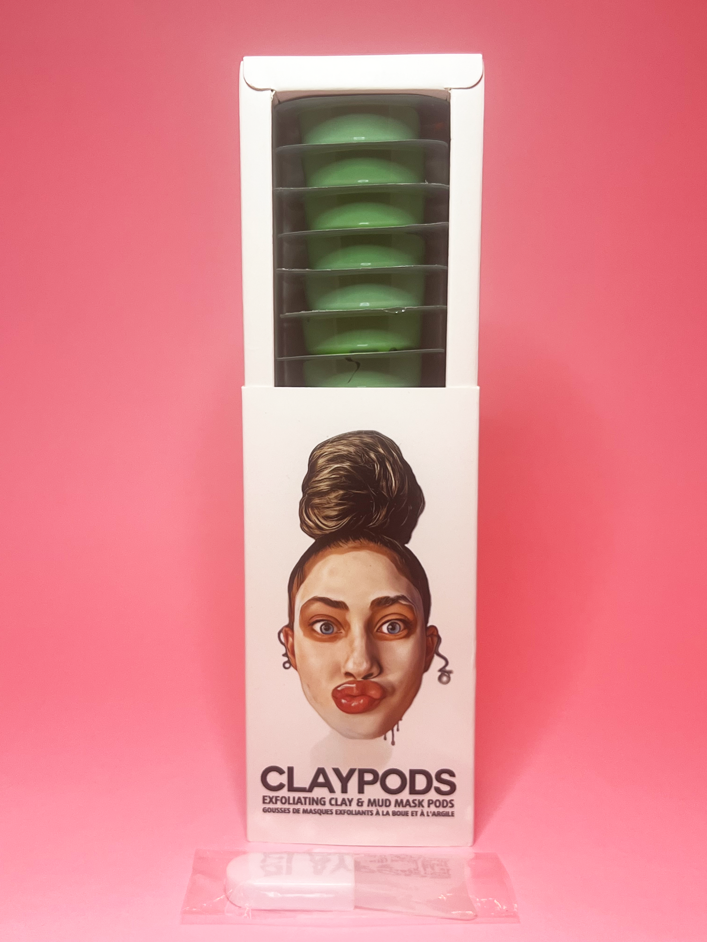 one box of avocado clay pods with clay mask brushe